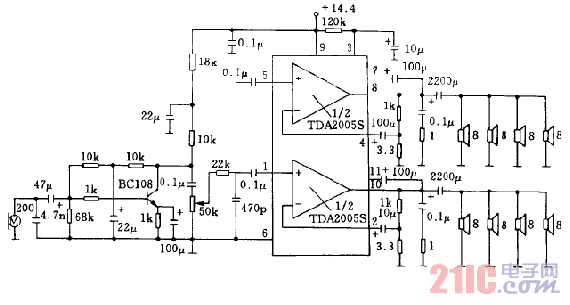 20w公共汽车收音机和扩音机电路图.gif