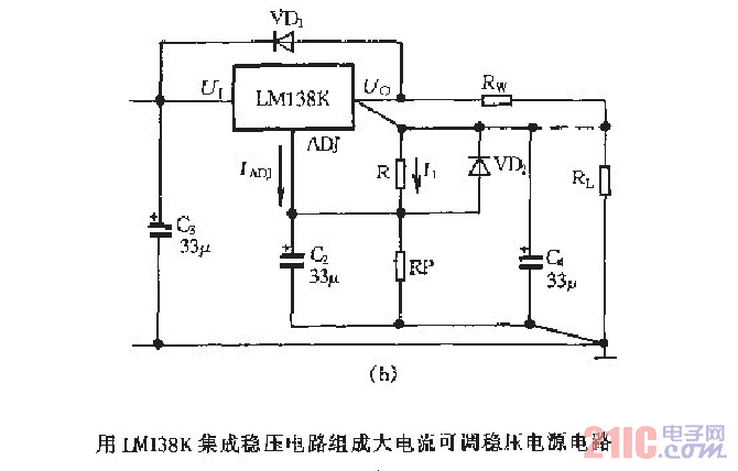 用LM138K集成稳压电路组成大电流可调稳压电源电路_2.gif