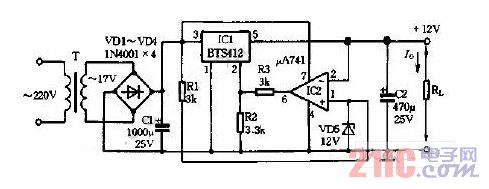 用BTS412设计的开关稳压电源电路图.jpg