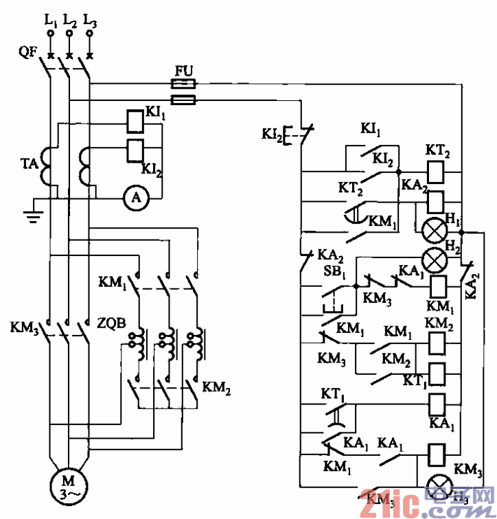 54.LZQ1-10-55型自耦降压启动器启动电路.gif