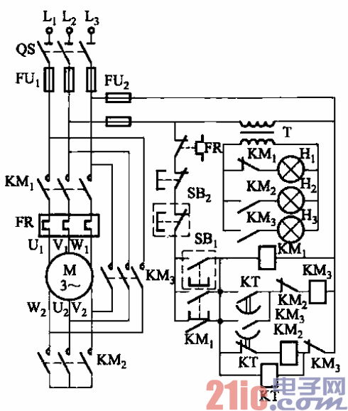 40.QX4系列磁力启动器自动控制Y-△降压启动电路.gif