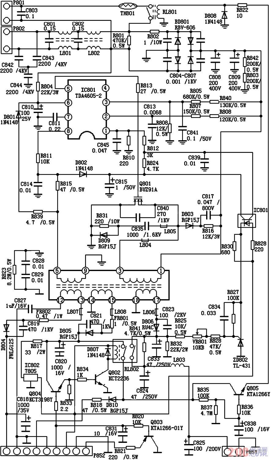 金星C7458彩电电源电路图