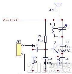 自制C3355三极管1km调频发射电路图