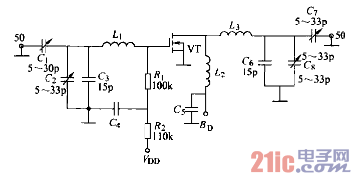 21.由场效应晶体管组成的175MHz高频功放电路.gif