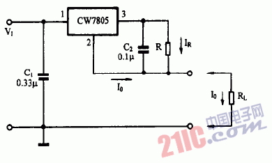 巧用CW7805作恒流源电路图