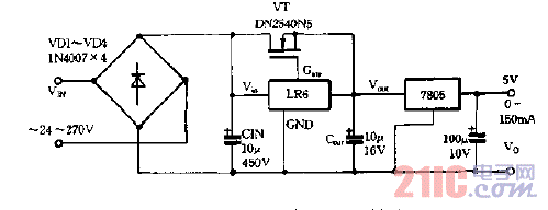用LR6设计的稳压电源电路图.gif