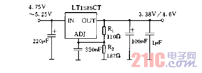 采用LT1585构成输出电压可调的电源电路图.gif