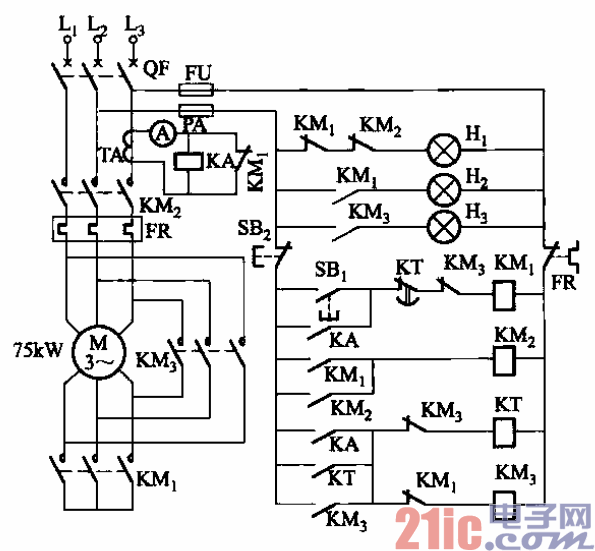 6.电流继电器制动转换的Y-△降压启动电路.gif