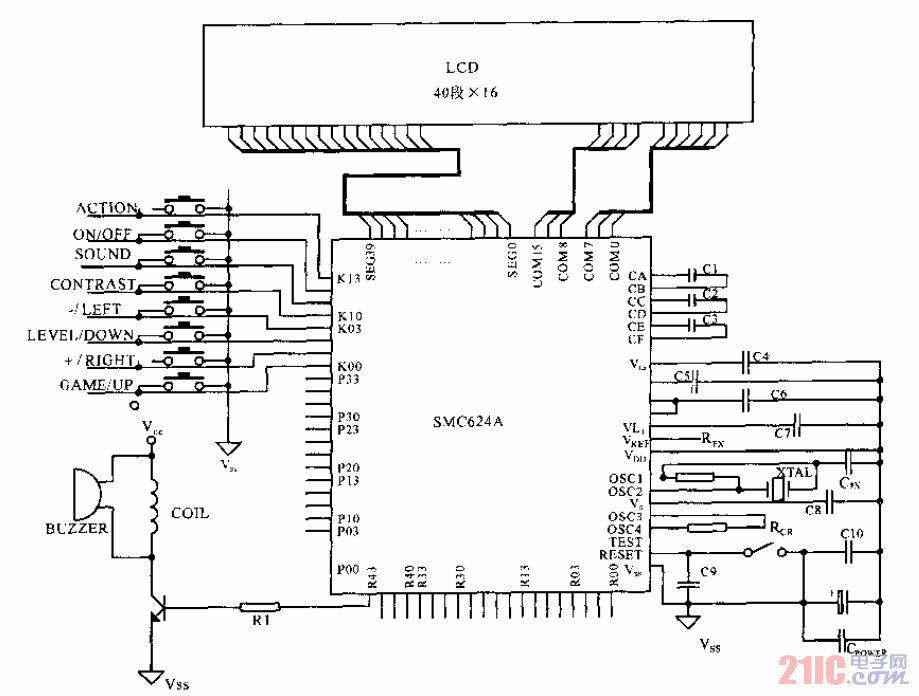 采用SMC624A单片机的游戏机.gif