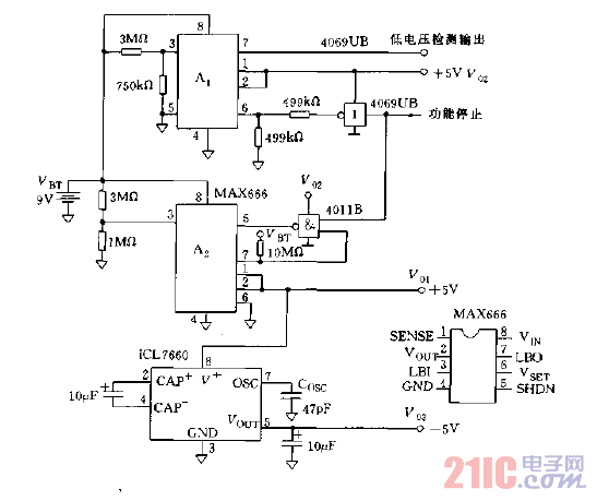 采用线性稳压器构成的微处理机电源电路图.gif