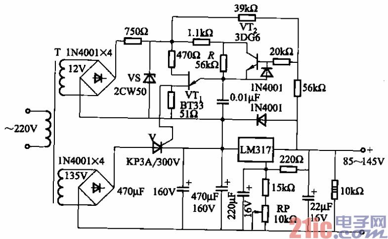 73.输出85至145V可调稳压电源电路.gif