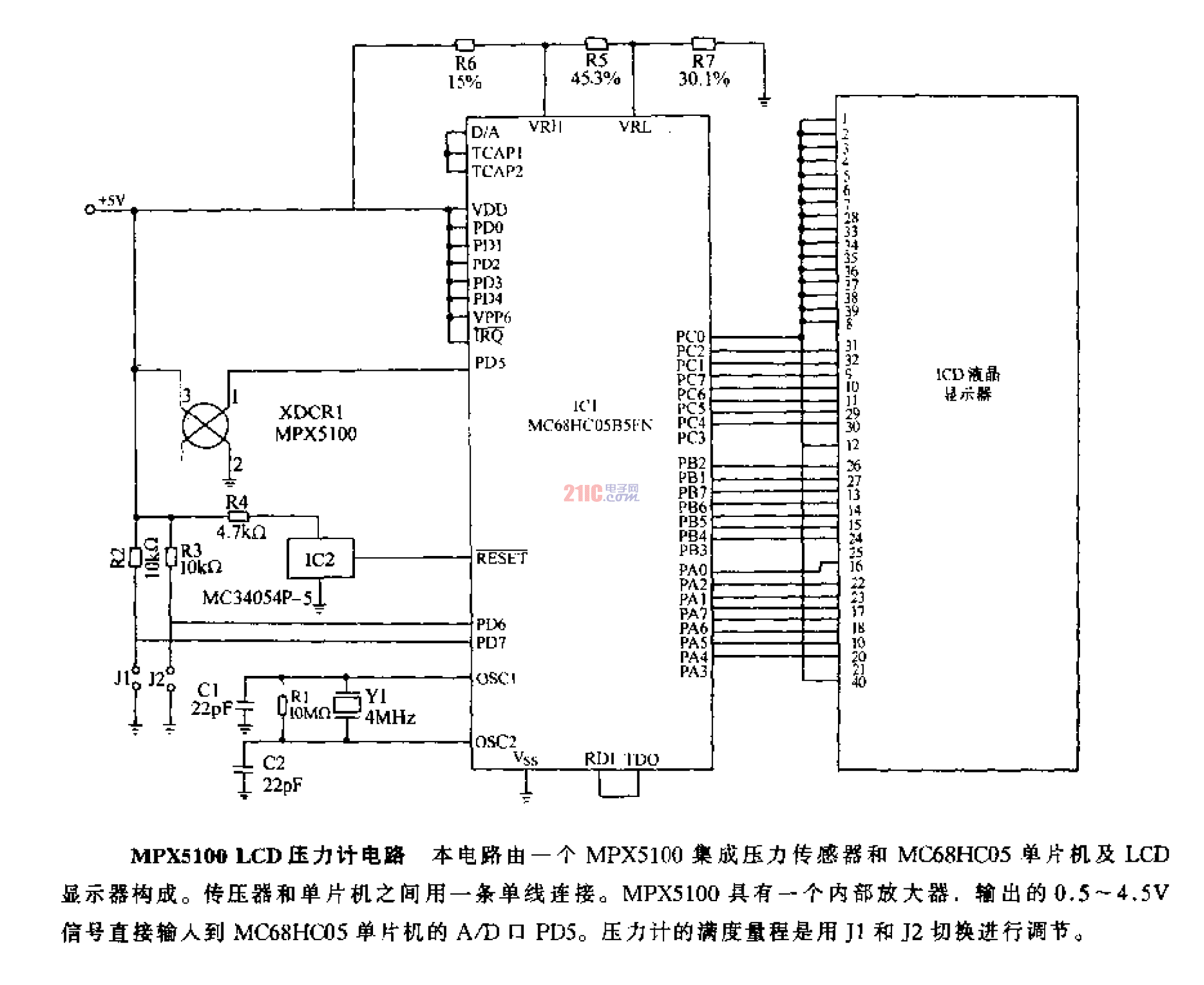 MPX5100 LCD压力计电路.gif