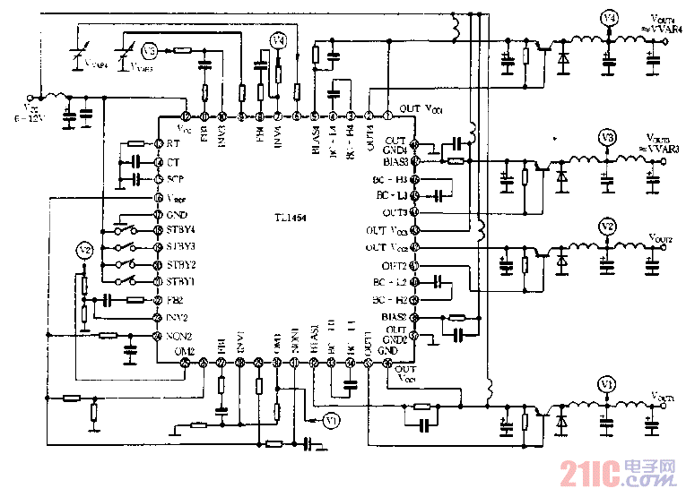 TL1464在四路电源中应用电路图.gif
